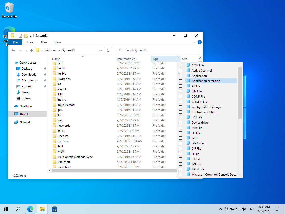 Sorting settings