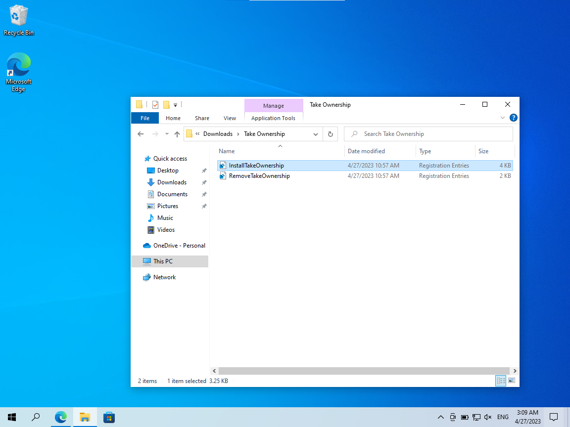 Install InstallTakeOwnership
