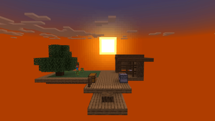 Скайблок из земли, камня и древесины